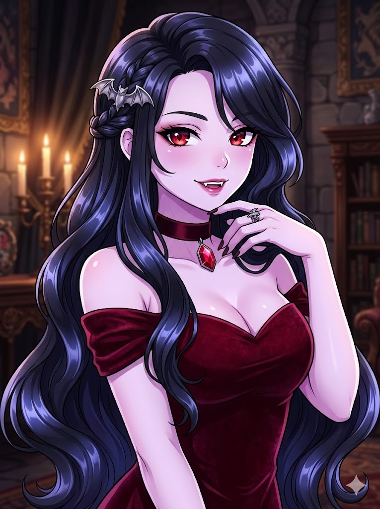 An Egirls.ai AI character in a dim, candlelit room, evoking a private conversation