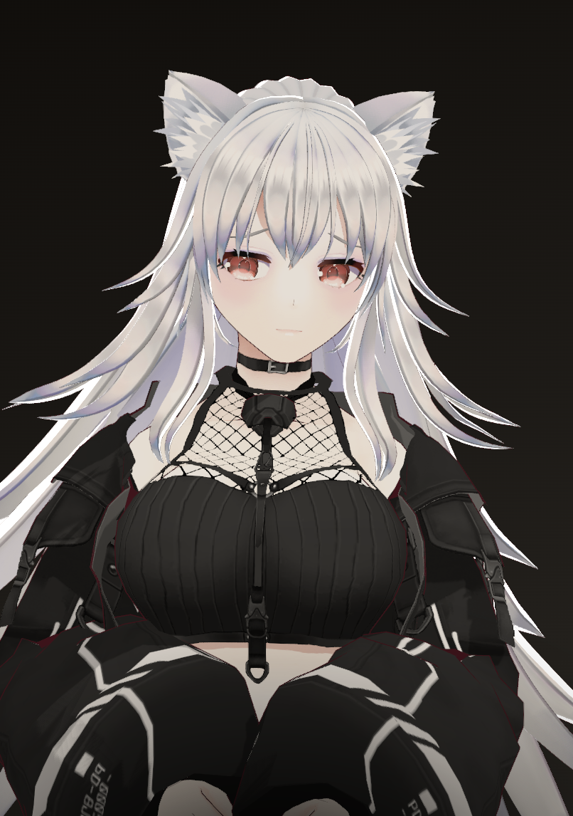 An egirls anime cat-girl AI character with silver hair, created in the character builder